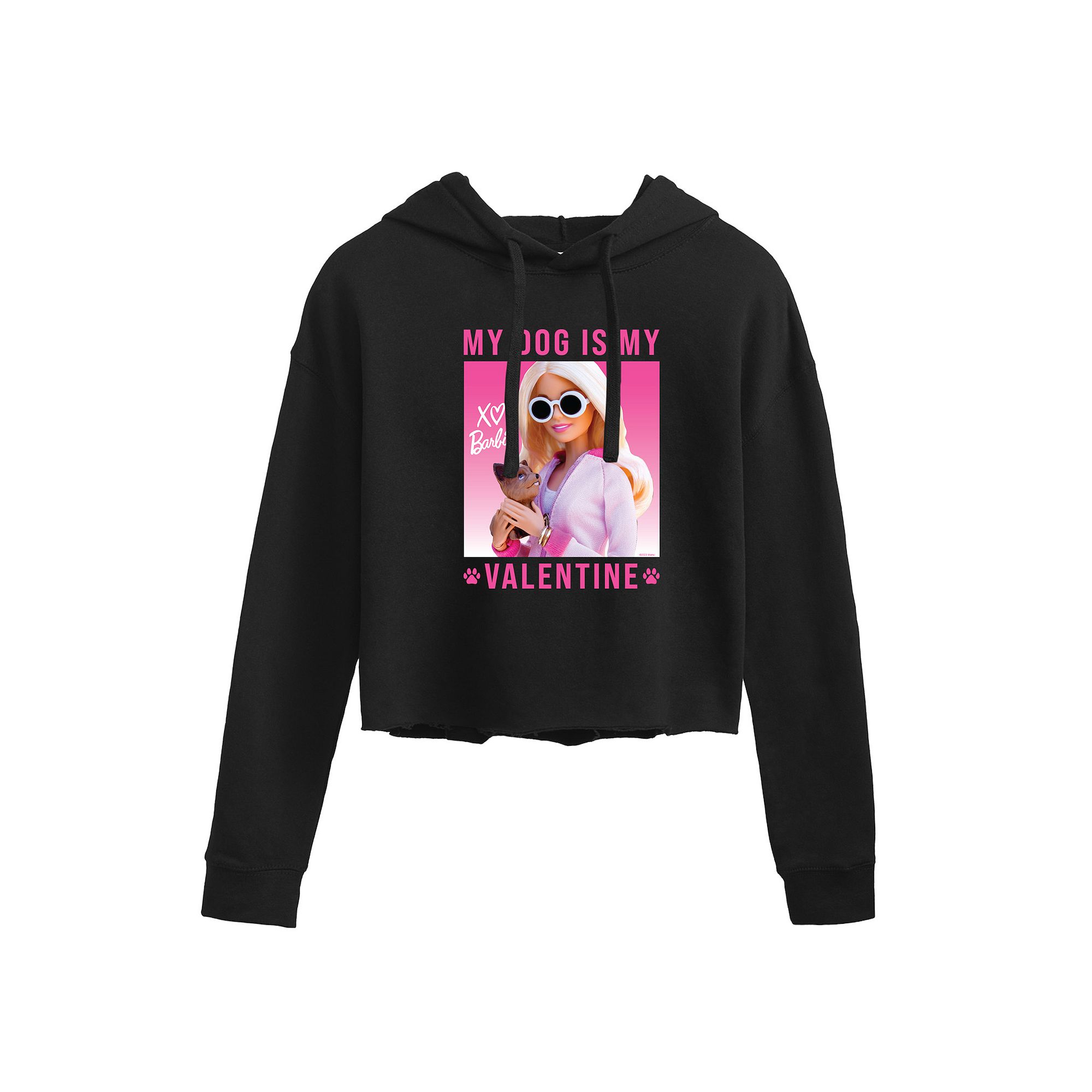 Juniors Barbie® My Dog Is My Valentine Cropped Hoodie, Girls, Size: Smal