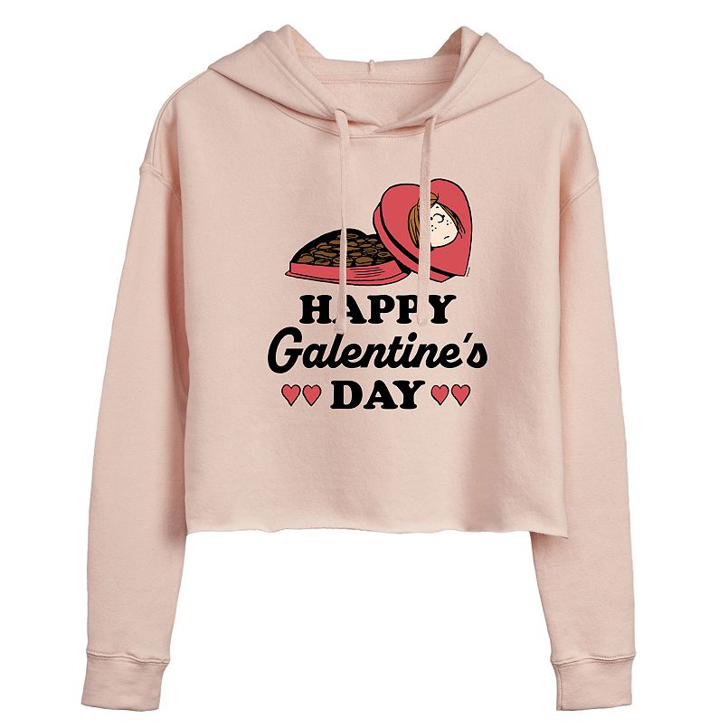 Juniors' Peanuts Happy Galentine's Day Cropped Hoodie