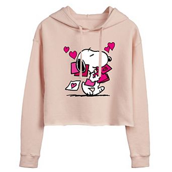Juniors' Peanuts Snoopy Valentine Cards Cropped Hoodie