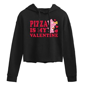 Juniors' Care Bears Pizza Is My Valentine Cropped Hoodie