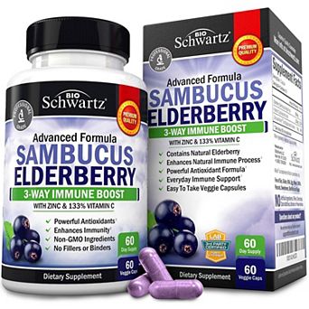 Elderberry with Zinc and Vitamin C for Adults - Immune Support Vitamins for Women and Men, 60 ct