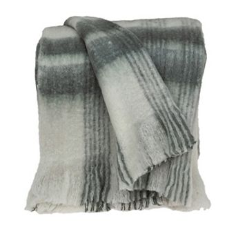 White and Gray Transitional Handloom Throw Blanket 52" x 67"