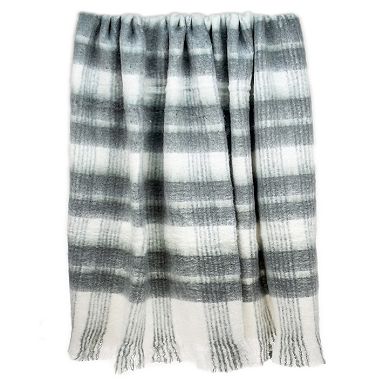 White and Gray Transitional Handloom Throw Blanket 52" x 67"