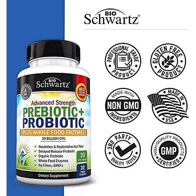 Prebiotics & Probiotic With Whole Food Enzymes - 30ct