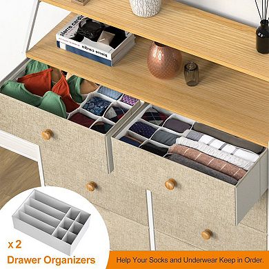 Reahome 8 Drawer Wood Top Storage Organizer Dresser W/2 Drawer Organizers