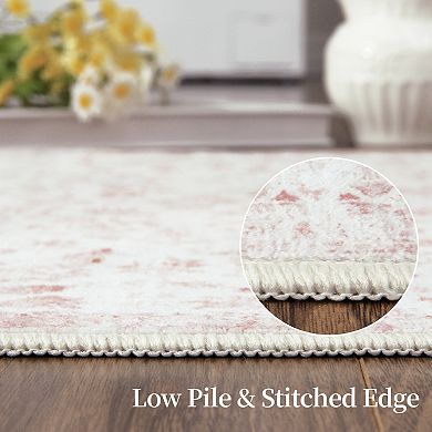 Garvee Vintage Floral Printed Washable Area and Ultra Soft Throw Rug