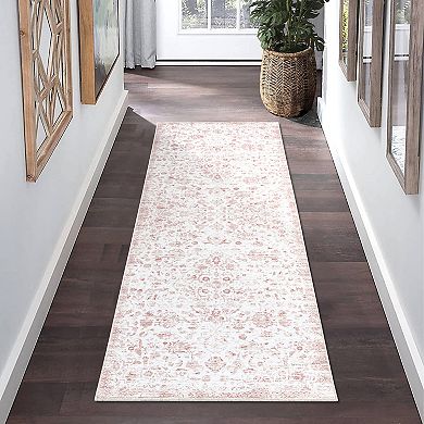 Garvee Vintage Floral Printed Washable Area and Ultra Soft Throw Rug