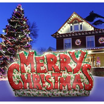 Rasta Imposta Merry Christmas Inflatable Yard Decor, Lights Up Outdoor/Indoor Use, 9 feet wide 19101