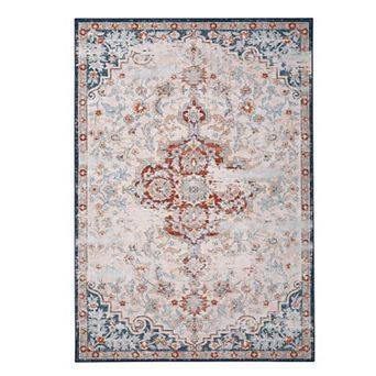 Garvee Vintage Washable Area Rug Distressed Floral Print Throw Rug