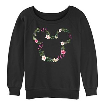 Disney's Mickey Mouse Tropical Floral Head Juniors' Graphic Pullover
