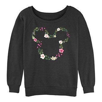 Disney's Mickey Mouse Tropical Floral Head Juniors' Graphic Pullover