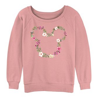 Disney's Mickey Mouse Tropical Floral Head Juniors' Graphic Pullover