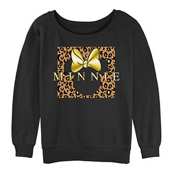 Juniors' Minnie Mouse Leopard Print Square Graphic Slouchy Terry