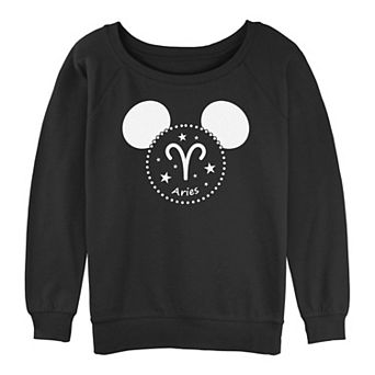 Juniors' Mickey Mouse Aries Sign Graphic Slouchy Terry
