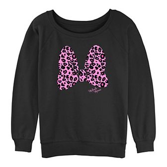 Juniors' Minnie Mouse Animal Print Graphic Slouchy Terry