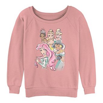 Juniors' Disney Princess Watercolor Portraits Graphic Slouchy Terry