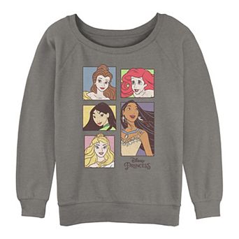 Juniors' Disney Princess Happy Portraits Graphic Slouchy Terry