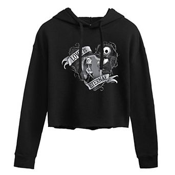 Disney's The Nightmare Before Christmas Jack & Sally Juniors' Eternal Cropped Hoodie