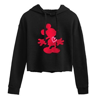 Disney's Mickey Mouse Juniors' Heart Ink Cropped Hoodie