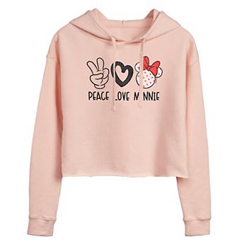 Disney's Minnie Mouse Juniors' Peace Love Cropped Hoodie
