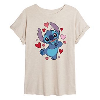 Disney's Lilo & Stitch Juniors' Heart Eyes Oversized Tee