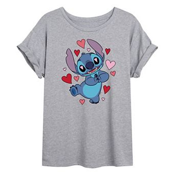 Disney's Lilo & Stitch Juniors' Heart Eyes Oversized Tee