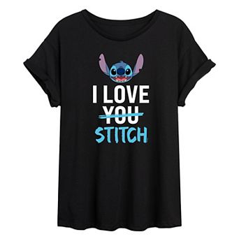 Disney's Lilo & Stitch Juniors' I Love Stitch Oversized Tee