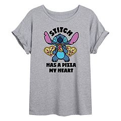 Disney Lilo & Stitch - Valentine's Day Heart Eyes Stitch - Juniors Cropped  Cotton Blend T-Shirt - Size Small Heather Grey at  Women's Clothing  store