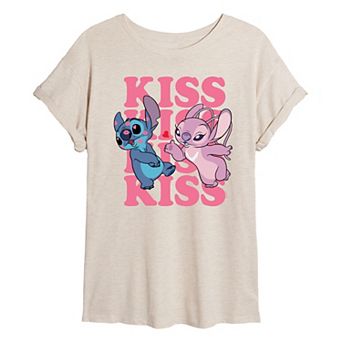 Disney's Lilo & Stitch Juniors' Kiss Oversized Tee