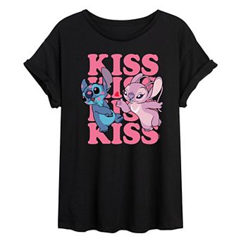 Disney's Lilo & Stitch Juniors' Kiss Oversized Tee
