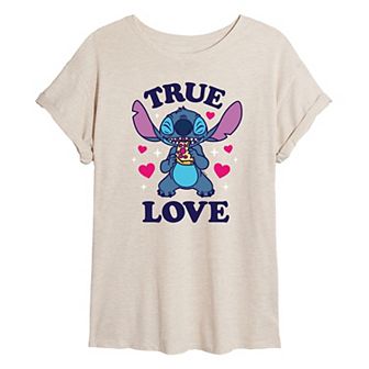 Disney's Lilo & Stitch Juniors' True Love Pizza Oversized Tee