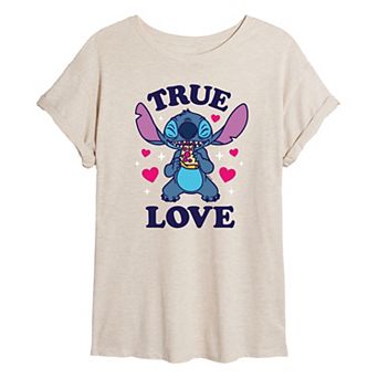 Disney's Lilo & Stitch Juniors' True Love Pizza Oversized Tee