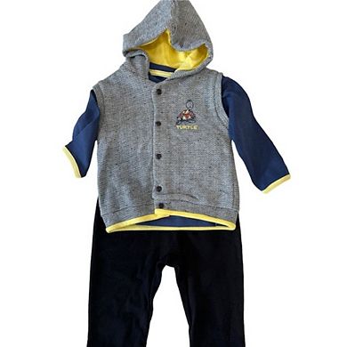 Newborn, Infant & Toddler Animal Theme (turtle) 3-piece Hoodie Jacket Set For Little Boys & Girls