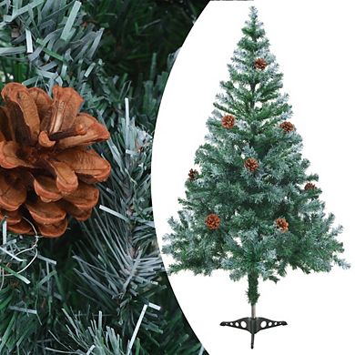 Frosted Christmas Tree With Pinecones, Green, 5 Ft, Easy Assembly, Enjoy Lifelike For A Cozy Holiday