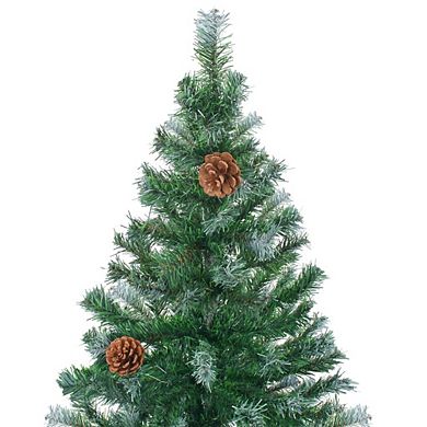 Frosted Christmas Tree With Pinecones, Green, 5 Ft, Easy Assembly, Enjoy Lifelike For A Cozy Holiday