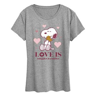 Women's Peanuts Snoopy & Woodstock Snuggles Graphic Tee