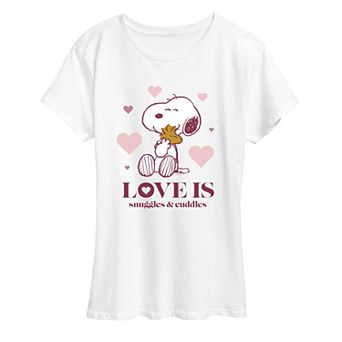 Women's Peanuts Snoopy & Woodstock Snuggles Graphic Tee