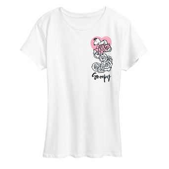 Women's Peanuts Snoopy Valentine's Roses Graphic Tee