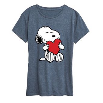 Women's Peanuts Snoopy Valentine's Hugging Heart Graphic Tee