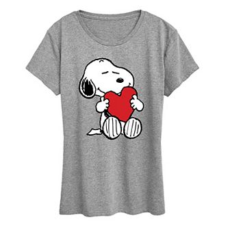 Women's Peanuts Snoopy Valentine's Hugging Heart Graphic Tee