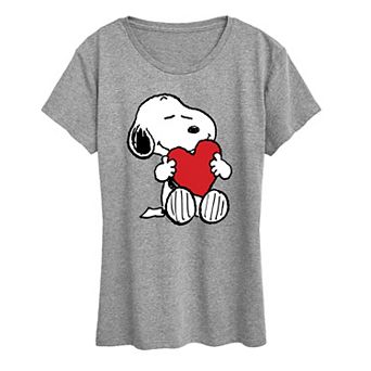 Women's Peanuts Snoopy Valentine's Hugging Heart Graphic Tee