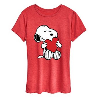 Women's Peanuts Snoopy Valentine's Hugging Heart Graphic Tee