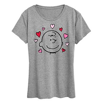 Women's Peanuts Charlie Brown Hearts Graphic Tee