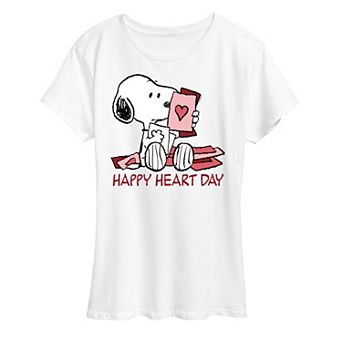 Women's Peanuts Snoopy Happy Heart Day Graphic Tee