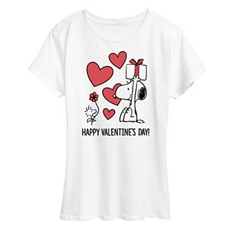 Women's Peanuts Snoopy & Woodstock Happy Valentine's Day Graphic Tee
