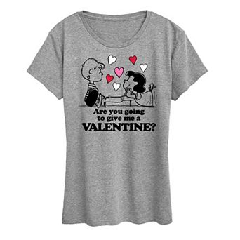 Women's Peanuts Lucy And Schroeder Valentine Graphic Tee