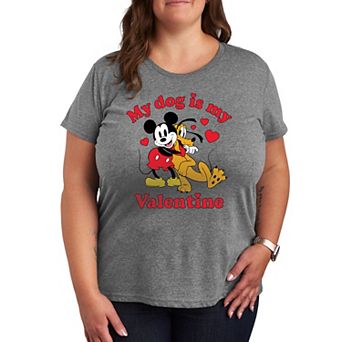 Disney's Mickey Mouse & Pluto Plus Size My Dog Is My Valentine Graphic Tee