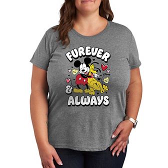 Disney's Mickey Mouse & Pluto Plus Size Furever And Always Graphic Tee