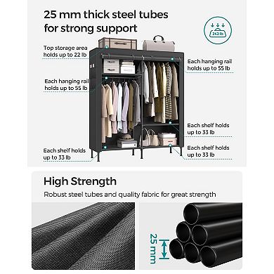 Portable Closet, Fabric Wardrobe Closet, Clothes Organizer With Hanging Rails