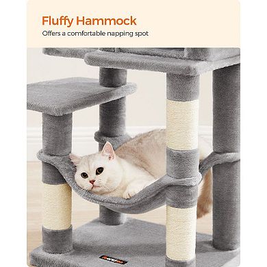 Cat Tree With Scratching Posts, Hammock, Plush Perch, Cat Activity Center